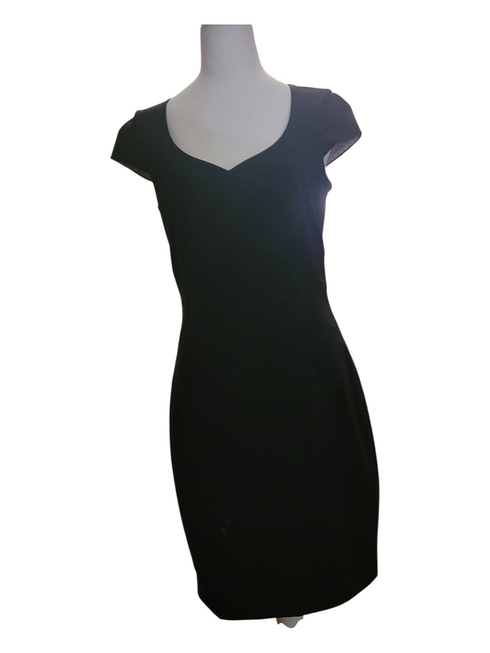 H&M Black Cap-Sleeve Sweetheart Sheath Dress